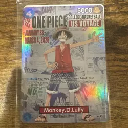 🔥One Piece Monkey D. Luffy College Basketball US Voyage Promo Card🔥 W/Poster! - Image 1