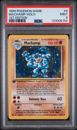 1999 PSA 9 MINT Pokemon Game TCG MACHAMP Rare 1st EDITION Holo 8/102 #8 Deck - Image 1