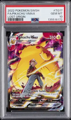 2022 POKEMON SWORD & SHIELD LOST ORIGIN #TG17 FULL ART/PIKACHU VMAX PSA 10 - Image 1