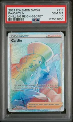 PSA 10 Pokemon Caitlin #213 Chilling Reign Full Art Rainbow Secret Rare GEM MINT - Image 1