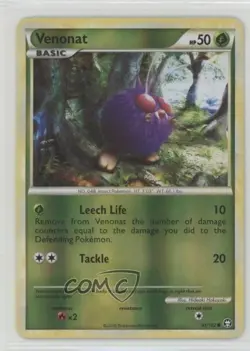 Venonat Reverse Foil Pokemon HeartGold & SoulSilver Triumphant #81 2010 - Image 1