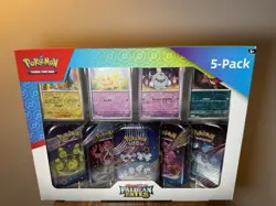 Pokemon TCG Paldean Fates Sealed 5-Pack Mini Tin Display Box Costco Exclusive - Image 3
