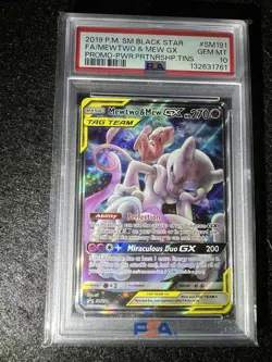 2019 POKEMON SM BLACK STAR PROMO #SM191 FULL ART/MEWTWO & MEW GX PSA 10 - Image 4