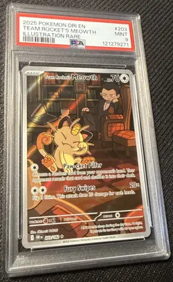 2025 POKEMON DRI EN-DESTINED RIVALS #203 TEAM ROCKET'S MEOWTH ILLUSTRATION RARE - Image 1