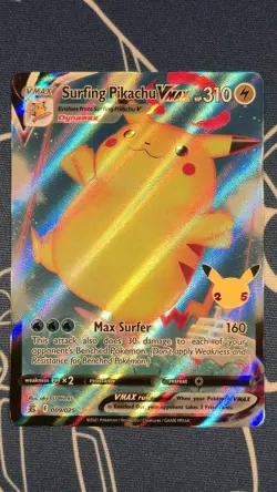 Surfing Pikachu VMAX - 009/025 - Pokemon Celebrations Sword Shield Rare Card NM - Image 1