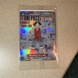 Bandai Namco Monkey.D.Luffy One Piece Card Game Promo Holo US Voyage - Image 1