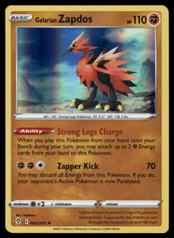 Pokemon Cards Galarian Zapdos 082/203 Evolving Skies Holo Rare NM - Image 1