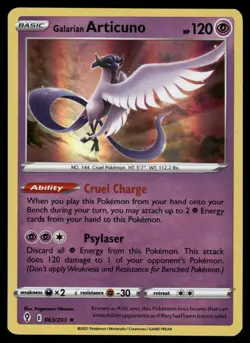 Pokemon Cards Galarian Articuno 063/203 Evolving Skies Holo Rare NM - Image 1