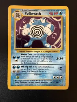 Poliwrath - 13/102 - Holo - Rare - Pokemon Card TCG - Unlimited Base Set - MP - Image 2
