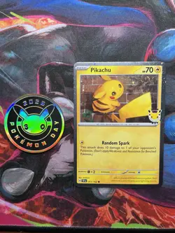 Pikachu SWIRL PROMO 30TH ANNIVERSARY 2026 POKEMON DAY STAMP Coin Cosmos 051/162 - Image 1