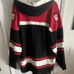 ’47 NHL Hockey Hoodie Original Six Teams Black Red White National Hockey League - Image 2
