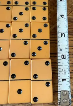 Vintage Bakelite Catalin Butterscotch Dominoes 28 Piece Set Double Six 1/2 Box - Image 4