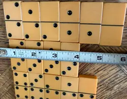 Vintage Bakelite Catalin Butterscotch Dominoes 28 Piece Set Double Six 1/2 Box - Image 5