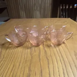 Pink Glass Cups Set of 6 Glossy Round Six-Piece - Image 1