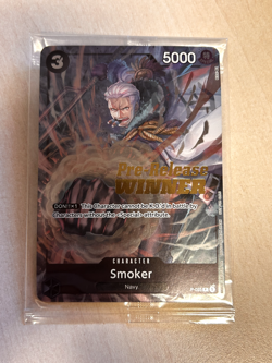 One Piece TCG Pre-Release Winner Smoker P-025 Sealed Promo Card Near Mint - Image 1