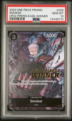 2023 Smoker Pre-Release WINNER (P-025) - One Piece Card Game PSA 10 GEM - Image 1