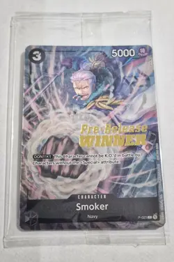One Piece Card TCG - Smoker (P-025) SEALED! Pre-Release Winner Card - Image 1