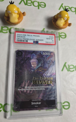 PSA 10 Smoker P 025 Pre Release Winner Gold Stamp Promo One Piece Card Game - Image 1