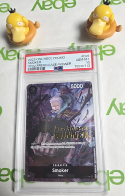 PSA 10 Smoker P 025 Pre Release Winner Gold Stamp Promo One Piece Card Game - Image 2