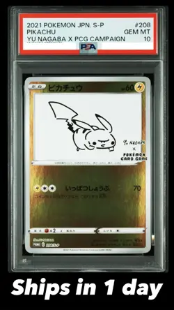 PSA 10 Pikachu 208/S-P Pokemon S Promo Japanese 2021 Yu Nagaba X Pcg Campaign - Image 1