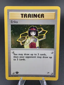 Pokemon TCG 1st Edition Gym Heroes Holo Trainer Erika 16/132 Rare LP - Image 1