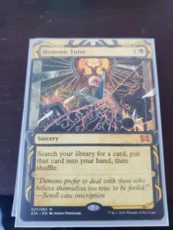 x1 Demonic Tutor STA MTG 27 SHOWCASE BORDERLESS MYTHIC M/NM 1x - Image 1