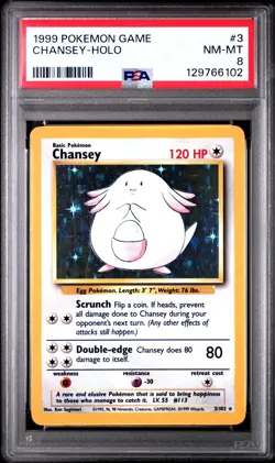 Pokemon TCG Chansey 3/102 Base Set Holo PSA 8 - Image 1