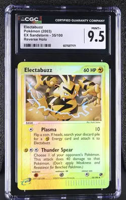 CGC 9.5 MINT+ Electabuzz 2003 EX Sandstorm 35/100 Reverse Holo Pokemon Card - Image 1