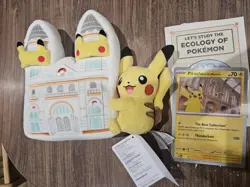 Pokemon x Natural History Museum Pikachu Jumbo Promo Card And Plush - Image 1
