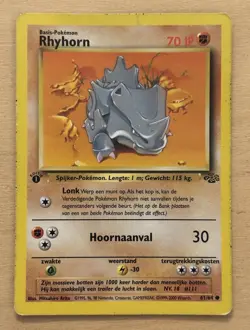 Pokemon TGC Rhyhron # 61/64 Jungle WOTC 1st Edition Dutch - Image 1