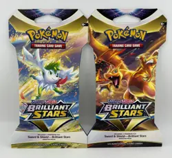 Pokemon Sword & Shield Brilliant Stars SLEEVED Booster Packs X2 🔥Auction - Image 1