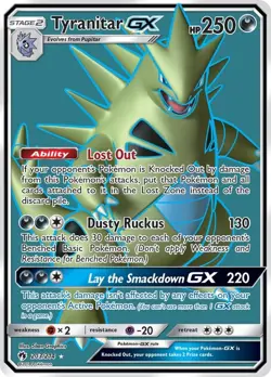 Tyranitar GX - 203/214 - Pokemon Lost Thunder Sun & Moon Full Art Rare Card NM - Image 1