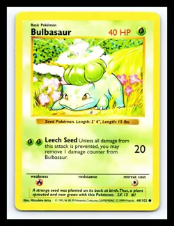 💥 Bulbasaur | Pokemon TCG 1999 | (Shadowless Set) Non Holo Vintage # 44/102 - Image 1
