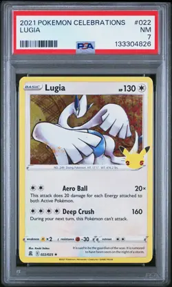2021 POKEMON CELEBRATIONS #022 LUGIA PSA 7 - Image 1