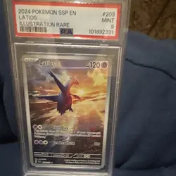 Pokemon TCG Latios Illustration Rare Holo 203/191 Sv08 Surging Sparks PSA 9 - Image 1