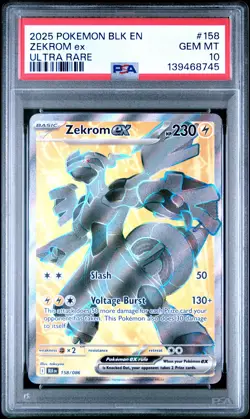 2025 POKEMON BLK EN-BLACK BOLT ULTRA RARE #158 ZEKROM EX PSA 10 - Image 1