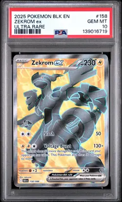 2025 POKEMON BLK EN-BLACK BOLT ULTRA RARE #158 ZEKROM EX PSA 10 - Image 1