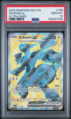 2025 POKEMON BLK EN-BLACK BOLT ULTRA RARE #158 ZEKROM EX PSA 10 - Image 1