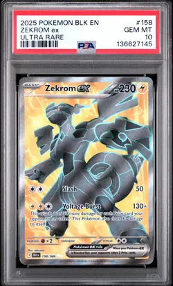 2025 POKEMON BLK EN-BLACK BOLT ULTRA RARE #158 ZEKROM EX PSA 10 - Image 1