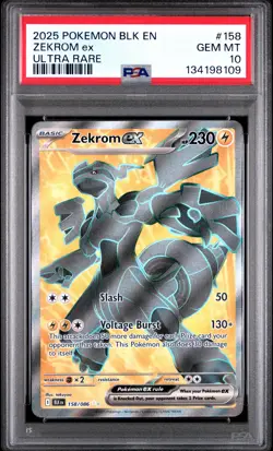 2025 POKEMON BLK EN-BLACK BOLT ULTRA RARE #158 ZEKROM EX PSA 10 - Image 1