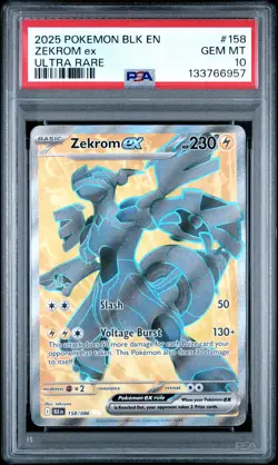 2025 POKEMON BLK EN-BLACK BOLT ULTRA RARE #158 ZEKROM EX PSA 10 - Image 1