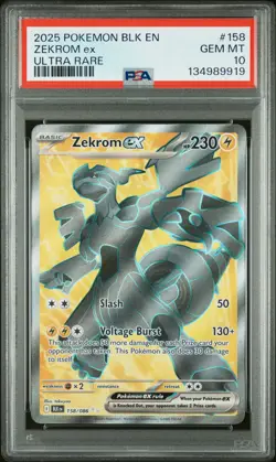2025 POKEMON BLK EN-BLACK BOLT ULTRA RARE #158 ZEKROM EX PSA 10 - Image 1
