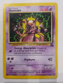 Pokemon TCG Mewtwo 14 Black Star Promo Rare Non-Holo Card Near Mint Condition - Image 1