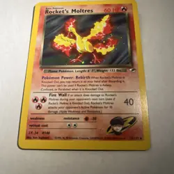 Pokemon TCG Rocket’s Moltres Holo Rare Card 12/132 Gym Heroes - Image 3