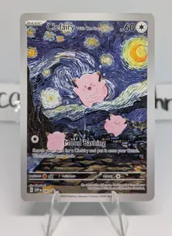 Pokemon Clefairy With The Starry Night Van Gogh Art Style Cute Custom Card - Image 1