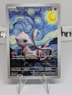 Pokemon Mew Baby Starry Night Van Gogh Beautiful Moon ACG Star Trading Card Fan - Image 1