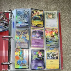 Pokemon TCG Mixed Card Lot in Binder Drampa GX Gengar Eevee Lucario GX Meloetta - Image 1