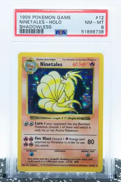 PSA 8 NINETALES 12/102 Holo Rare Shadowless Edition Base Set - Pokemon Card WOTC - Image 1