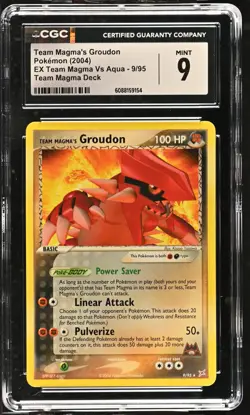 CGC 9 MINT Team Magma's Groudon EX Team Magma Vs Aqua 9/95 Rare Pokemon Card - Image 1