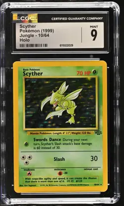 CGC 9 MINT Scyther 1999 Jungle 10/64 Holo Pokemon Card - Image 1